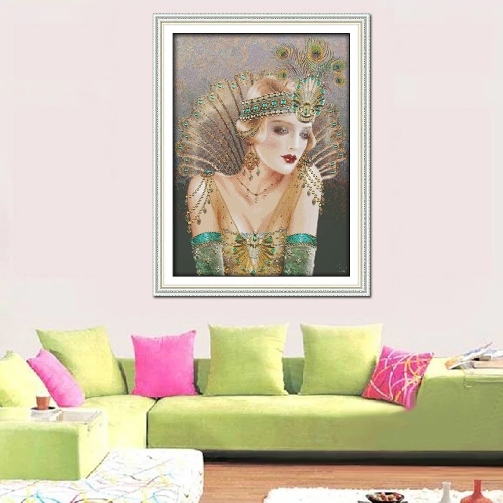 Joy Sunday Павлин Королева вышивка R536 14CT 11CT Счетный и штампованный домашний декор
