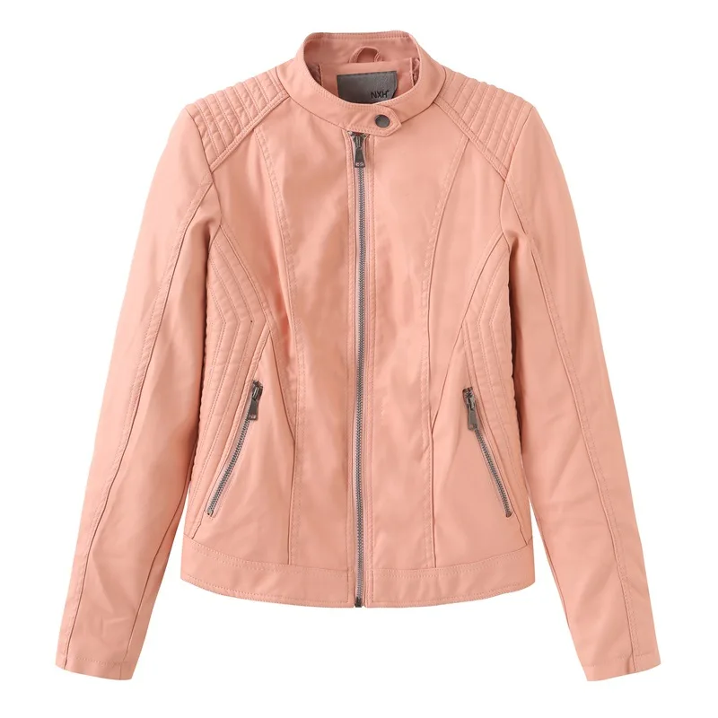 Осенние кожаные куртки для женщин из искусственной кожи байкерская куртка