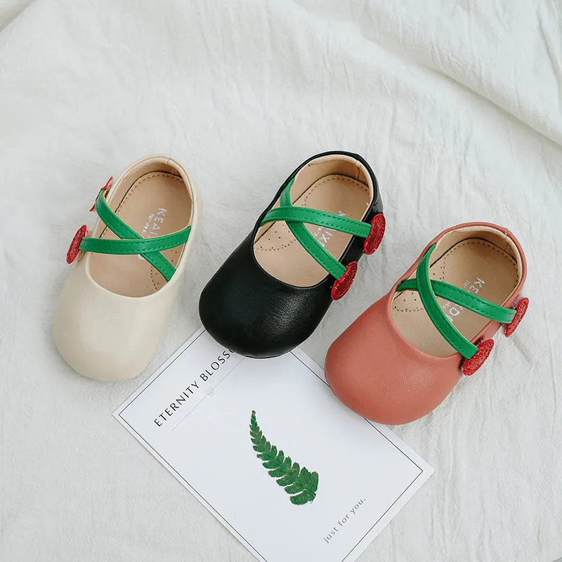 LANSHITINA Baby Shoes Spring Autumn Retro Toddler PU Leather Cherry Girl's Princess Party Tenis-infantil TX006 |