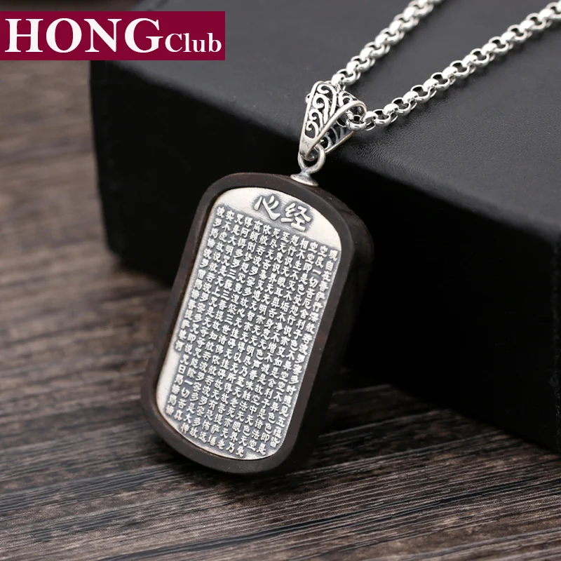 Мужское ожерелье из 100% серебра 925 пробы подвеска в виде Будды Писания с цепочкой