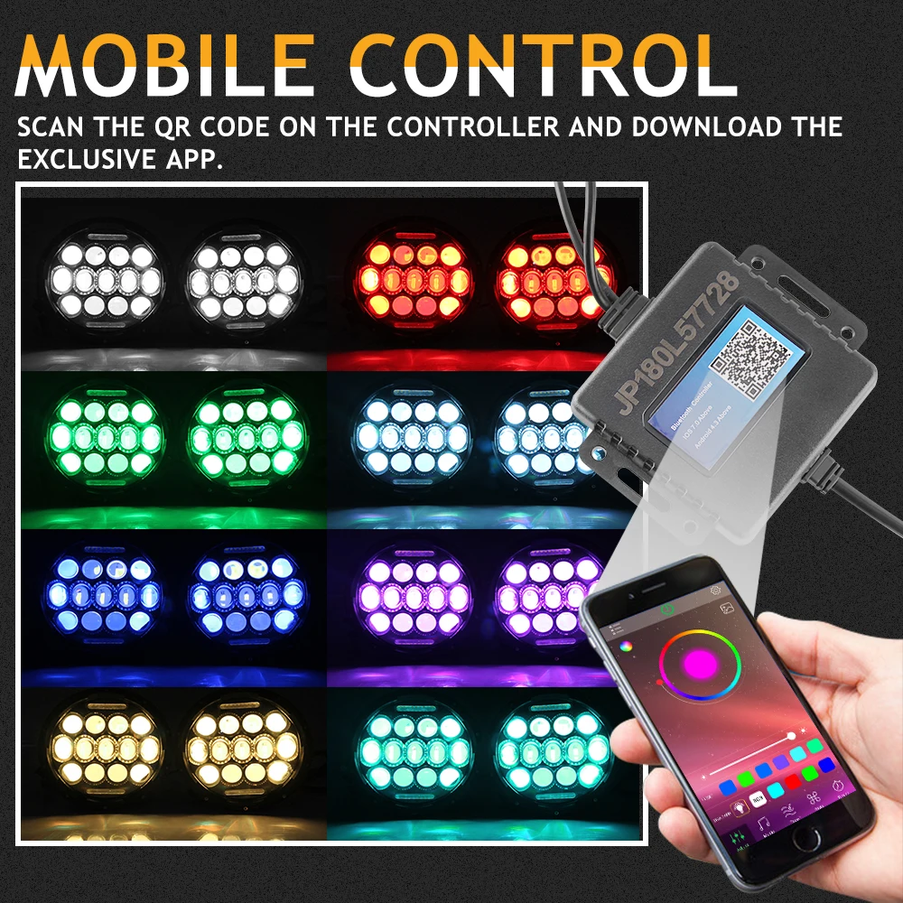 CO светильник 7 &quotдюймовый круглый светодиодный s 5D RGB DRL Led Hi/Lo луч поворота