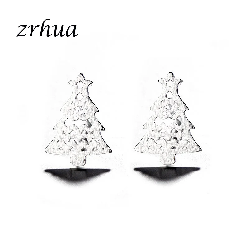 ZRHUA/, клевые серьги из стерлингового серебра 925 пробы для девочек, милые животные, цветок, сверкающие aretes, рождественские подарки для женщин, влюбленных