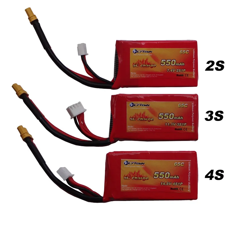 Flytown 550 mAh 65C 2 S 7 4 V 3 11 1 Lipo батарея с вилкой XT30 для RC FPV гоночный Дрон Квадрокоптер