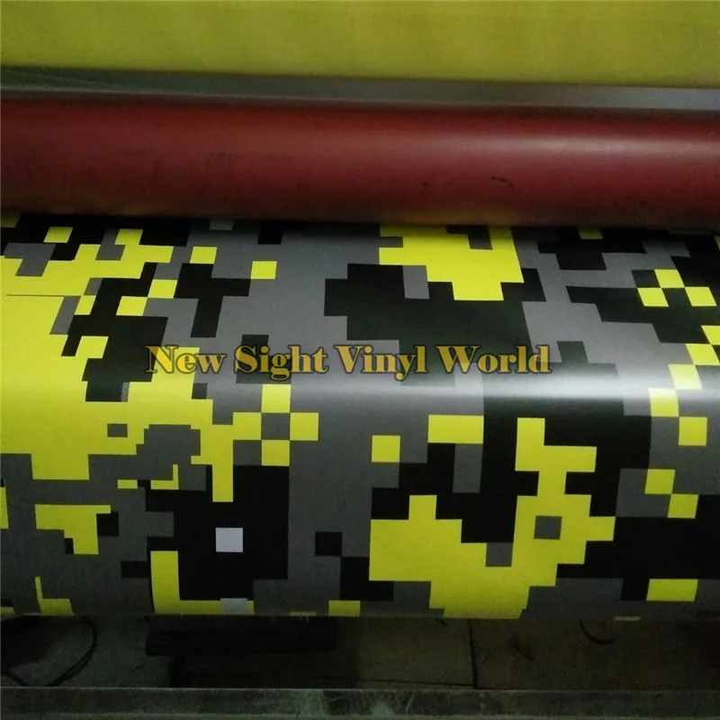 Желтая цифровая камуфляжная виниловая пленка пиксельный Камуфляжный лист для