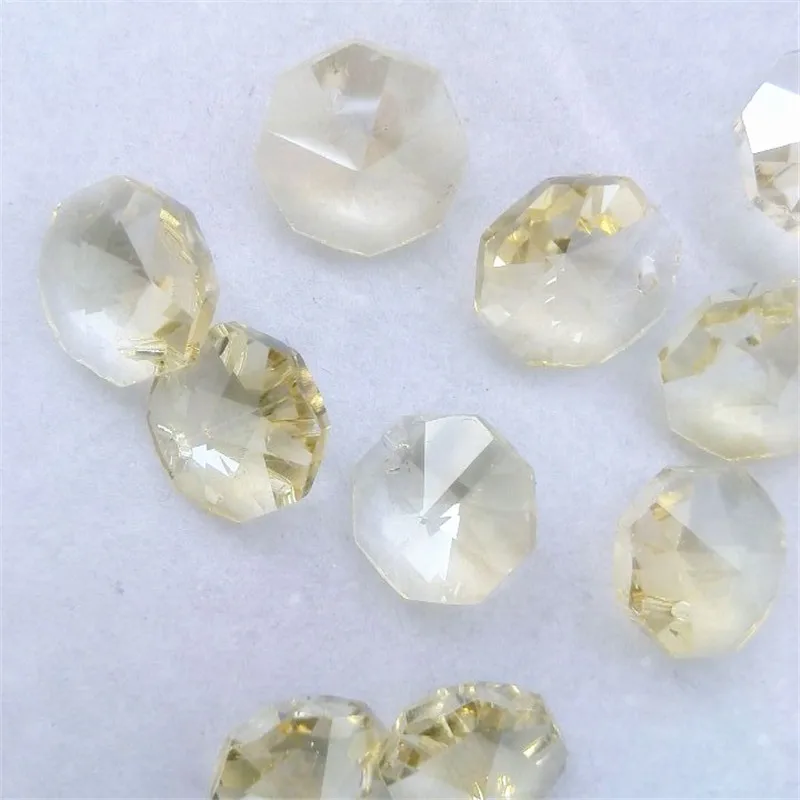 1000 шт. 14 мм коньяк лампа люстра части Восьмиугольные кристаллы в 1 отверстие