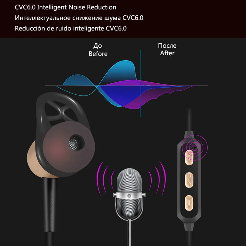 Стерео металлические Bluetooth наушники спортивные беспроводные гарнитура Hands free для