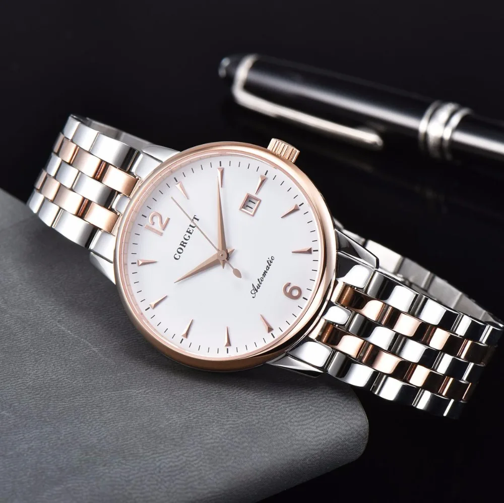 Мужские механические часы с сапфировым стеклом новые деловые автоматические