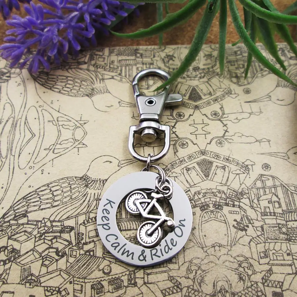 Брелок для ключей из нержавеющей стали с надписью Keep Calm &amp Ride мини-велосипедом
