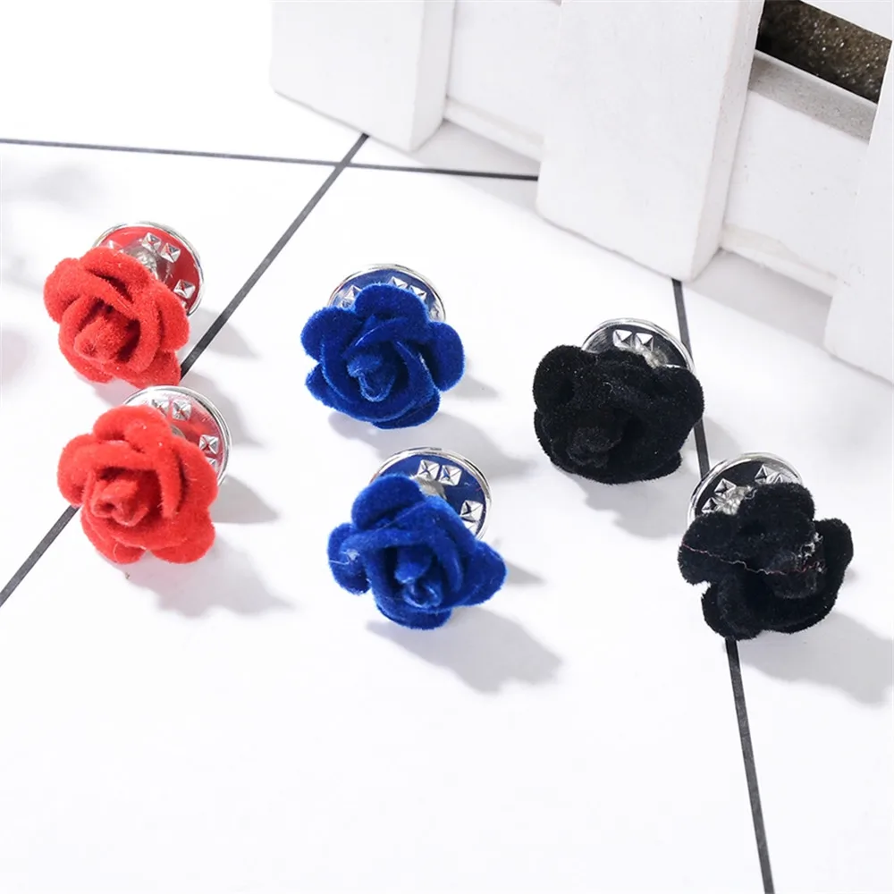 1 пара фланель розы значков на булавке для Для женщин мужской костюм воротник
