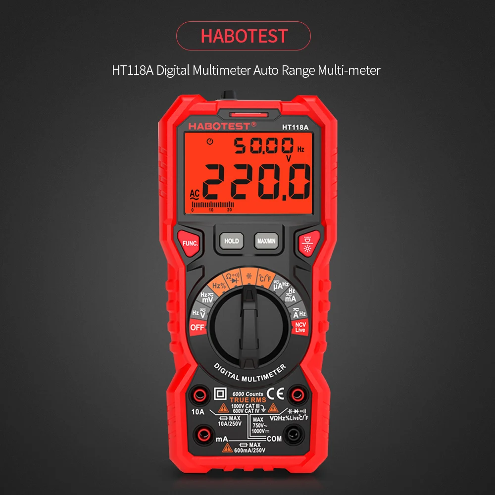 

Мультиметр HT118A, цифровой, с светильник ем