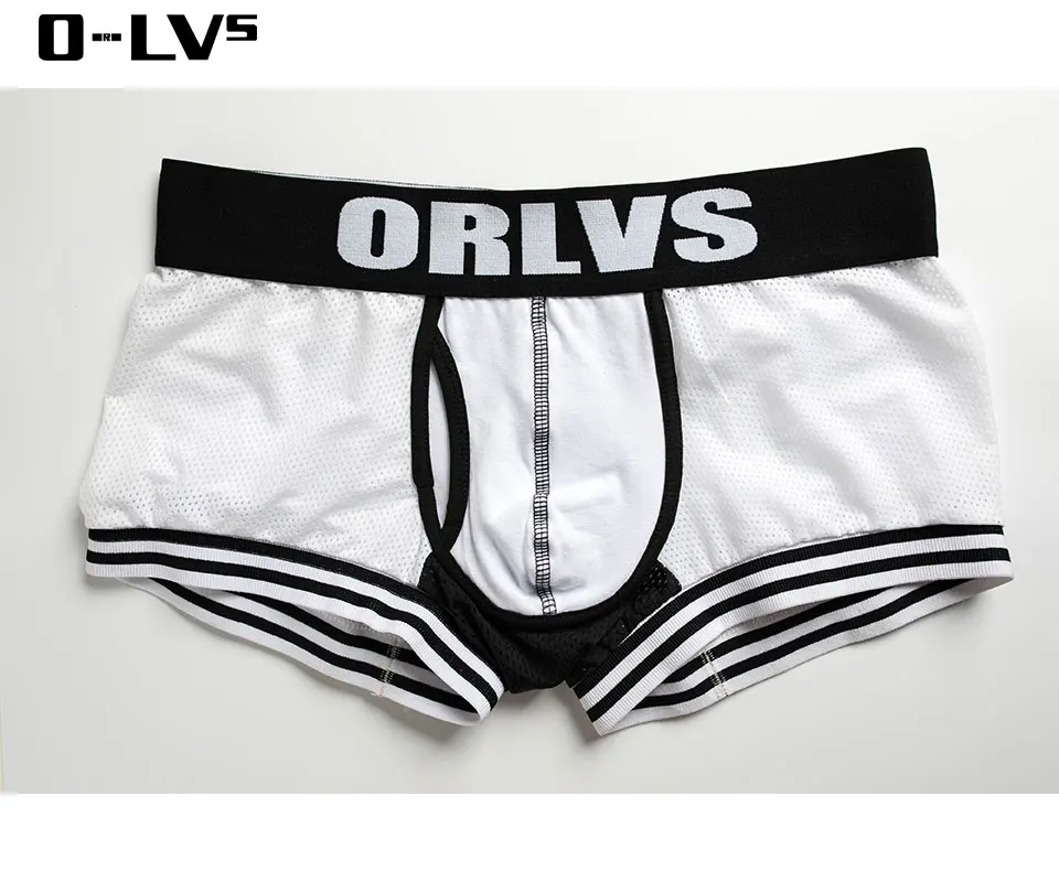Мужские боксеры ORLVS, эластичная сетка, нижнее белье для мужчин, боксеры Homme Cueca, шорты боксеры, сексуальные мужские одноцветные брендовые боксеры с мешочком OR599