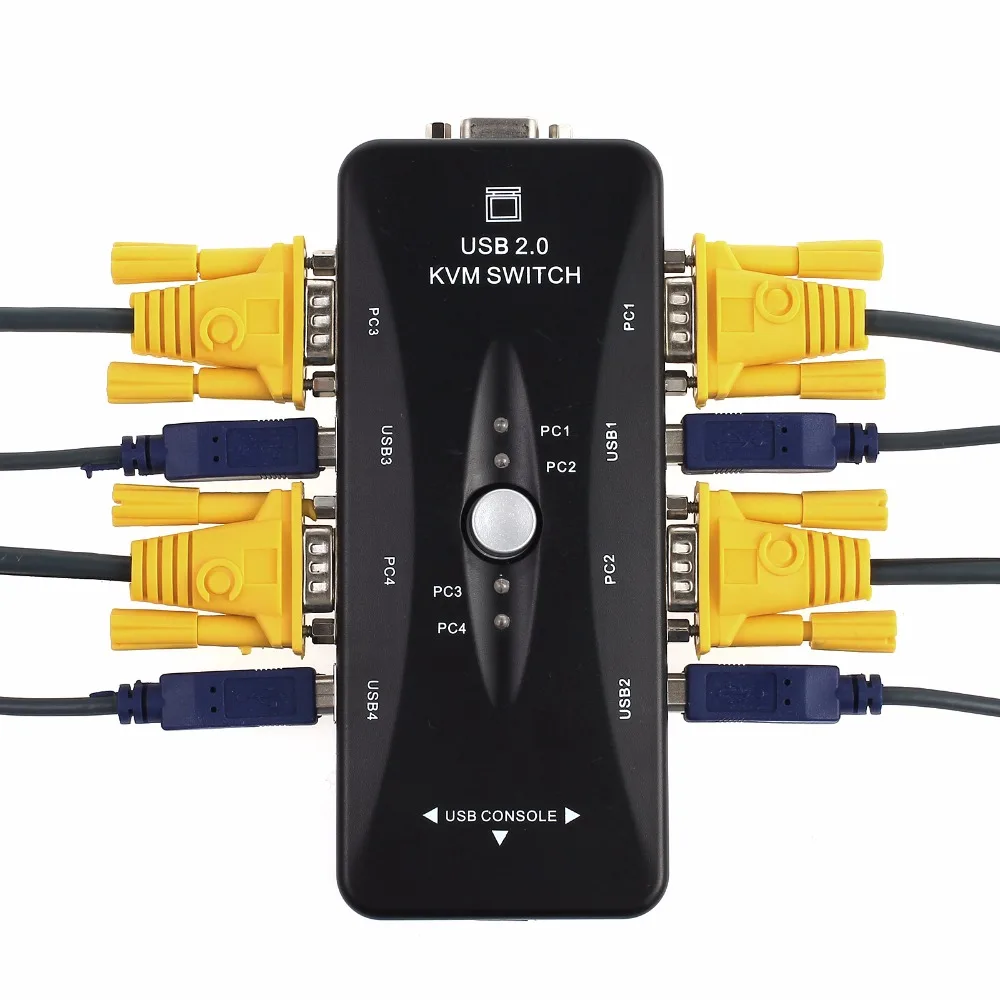Постер 2 0 KVM переключатель USB VGA сплиттер коробка концентратор адаптер 4 порта
