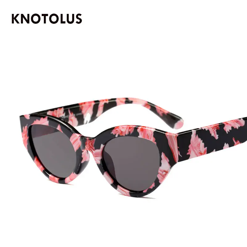 Knotolus 2018 новинка CatEye женские солнцезащитные очки розовые линзы мужские Ретро
