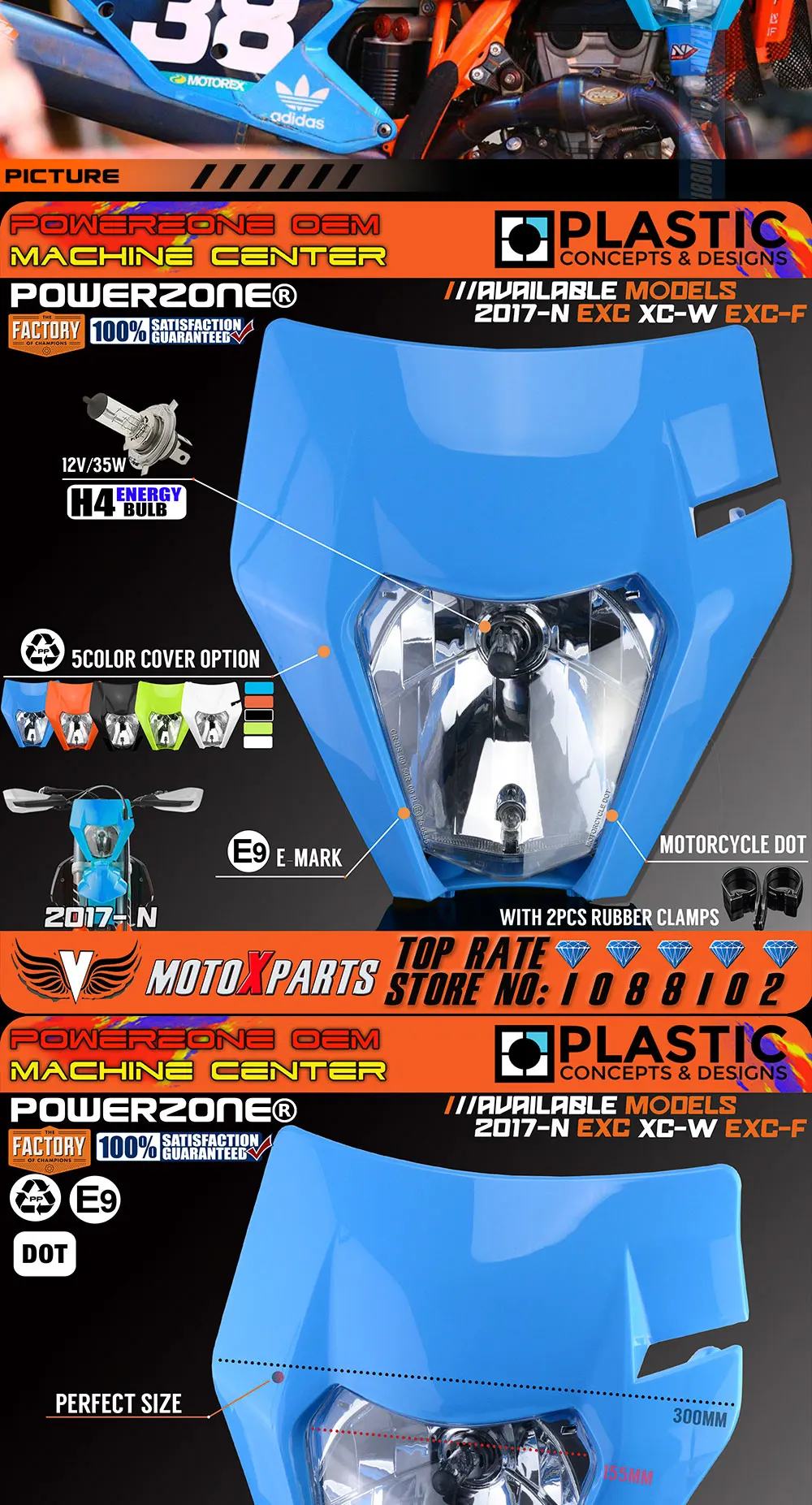 POWERZONE TLD грипп Blue limited edition фара дальнего света для мотоцикла для KTM EXC XC W SX F Enduro велосипед MX dirt Motocross-18