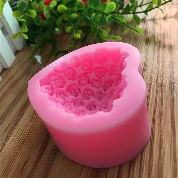 Форма любящего сердца фотообои 3D букет розы силиконовая фотоформа для украшения