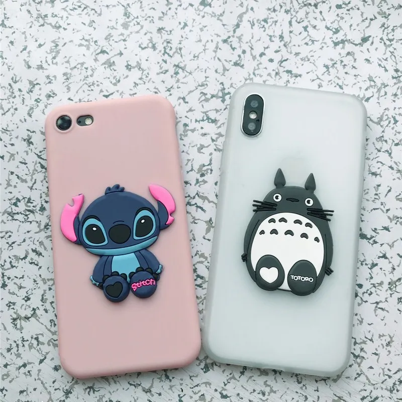 Cute Cartoon Stitch Case for iPhone 7 Plus Soft Silicon Bear Totoro Dinosaur Coat Phone Cover 6s 6 5 5s 8 X 4 4s SE |