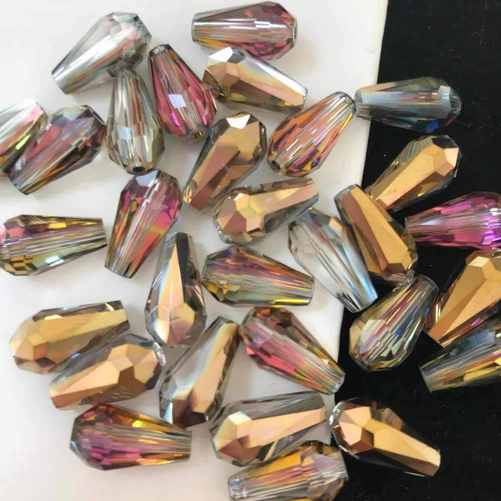 50pcs 8x16mm Drop Bicone Austria Crystal beads Charm loose spacer Beads DIY Earrings necklace hadicraft bracelet jewelry | Дом и сад