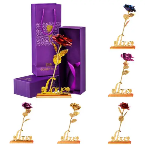 Позолоченные синие розы 24 к подарки подруге на годовщину День