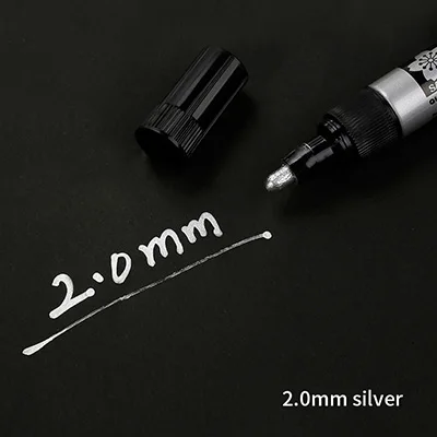 2 point 0mm silver SAKURA маркеры Маркеры Ручка для письма маркировка пластик/стекло/сталь/дерево/Одежда Дизайн Марка ручка для DIY чертежи товары для рукоделия - Цвет: 2 point 0mm silver