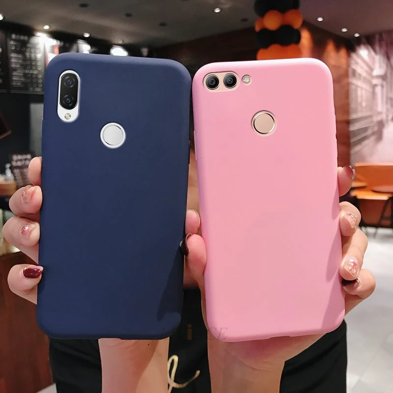 matte silicone phone case on for huawei p smart plus p20 p30 p8 p9 p10 lite 2021 2018 2019 candy color soft tpu back cover funda free global shipping