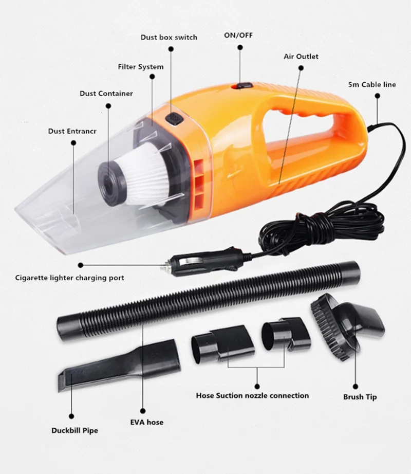 120 Вт 12 в автомобильный портативный ручной пылесос для мокрого и сухого двойного