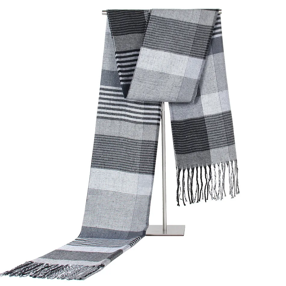 

ON-Sale 2018 Winter scarf men striped cotton scarves male brand shawl Warm cashmere bufandas Striped scarf with tassels