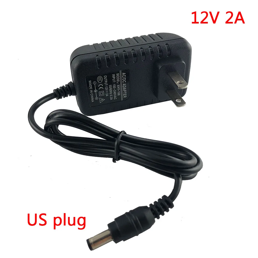 US PLUG AC DC 12 В 2A 2000ma адаптер питания адаптер ЕС Великобритания AU США Штекер 5,5*2,5 мм настенное зарядное устройство для DC Мужской Женский светодиодный светильник - Цвет: US PLUG