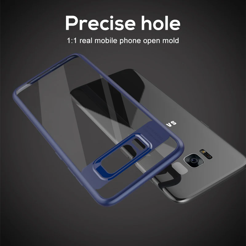 For Samsung S8 Plus Case Topk Ultra-thin Anti-drop Clear Tempered Glass &amp Silicone 2-IN-1 Phone for Galaxy |
