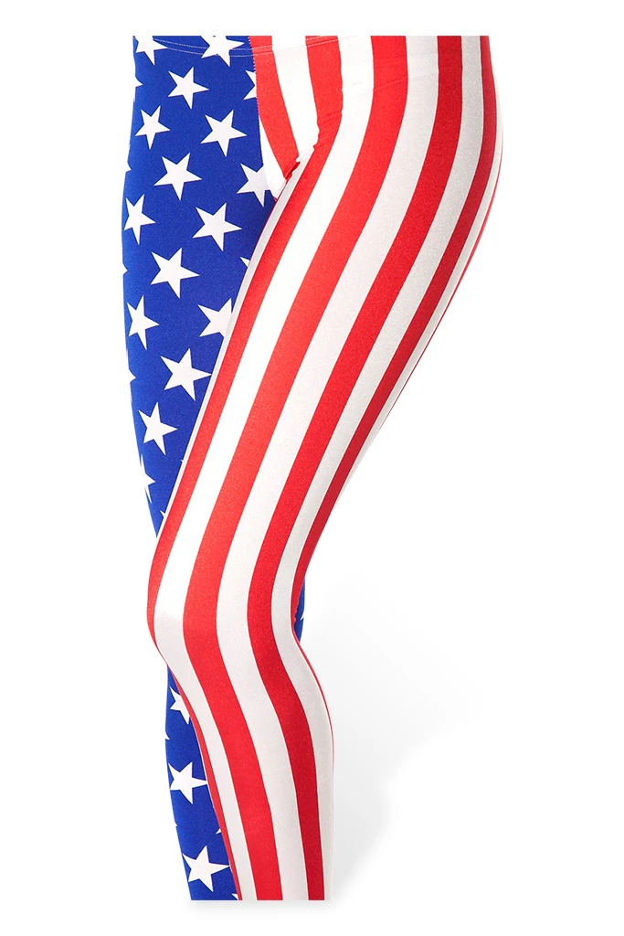 Женские леггинсы с принтом американского флага плотные для фитнеса GL 72 осень