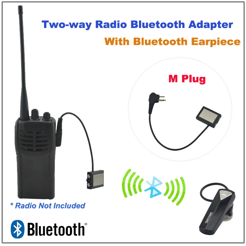 Walkie Talkie Bluetooth-compatible Adapter M Plug W/ Earpiece for Motorola GP300 GP88 GP88S GP3688 CP140 GP3188