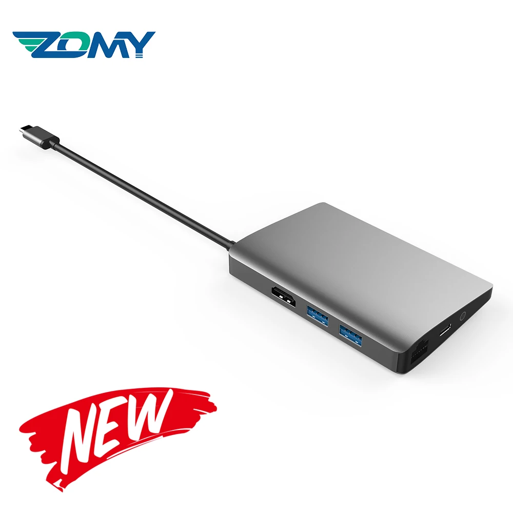 Zomy aluminum HUB multiport USB-C 3.1 to USB 3.0+SD/TF+RJ45+PD docking station HDMI Gigabit Ethernet Adapter for windows laptop |
