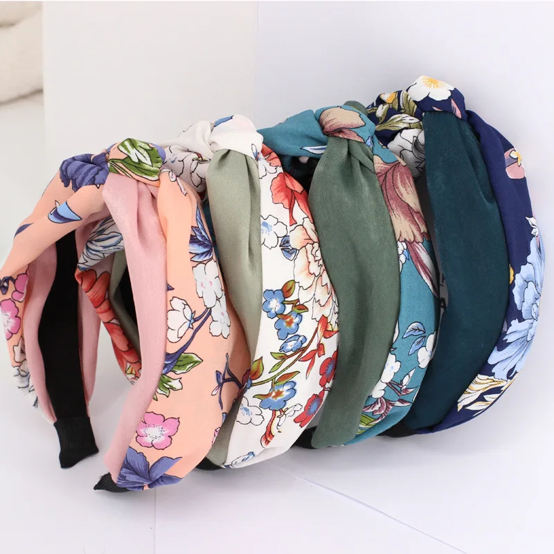 3 шт./лот плетеные повязки для волос с цветочным принтом в стиле пэчворк девочек