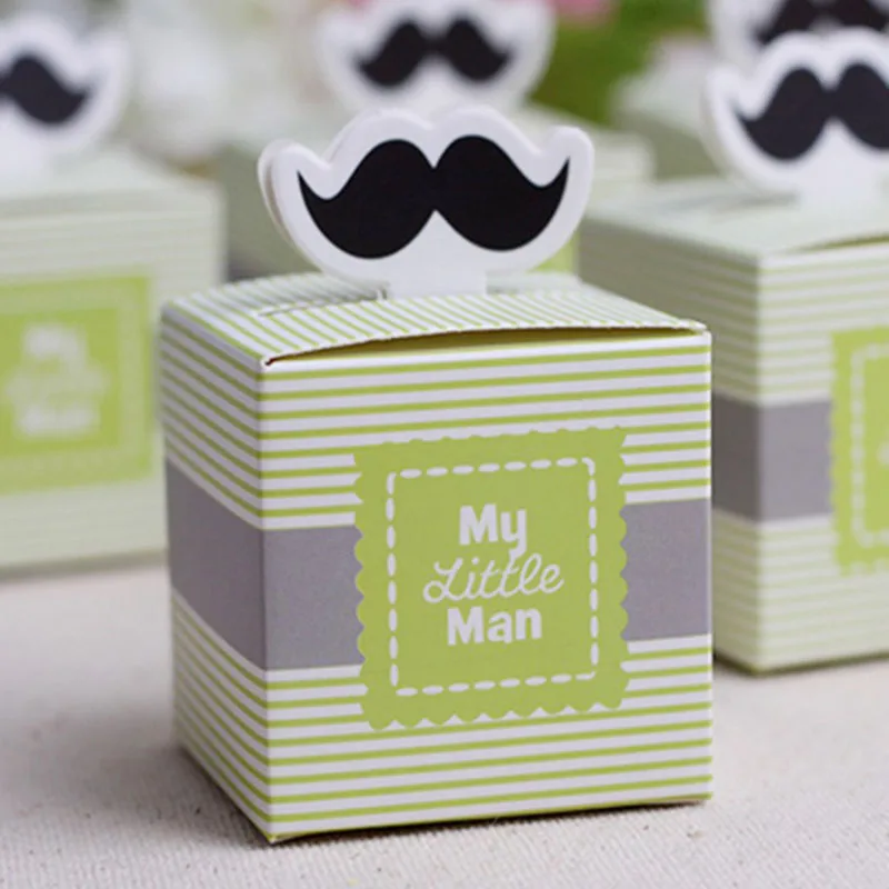 Green Mustache 20 шт./лот усы/галстук Baby Shower любимые коробки день рождения коробочка для конфет на вечеринку Baby Shower подарочные коробки для детей - Цвет: Green Mustache