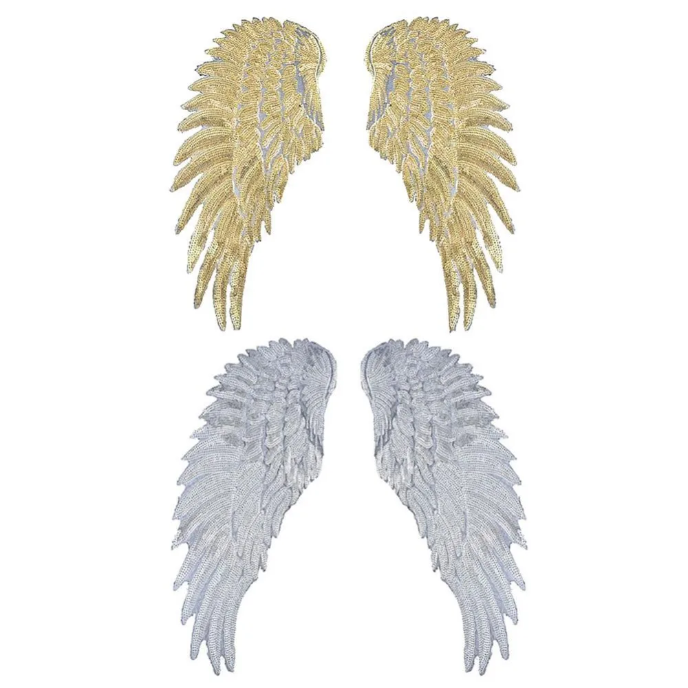 Крылья ангела перо блесток вышитые ткани большой патч аппликация палка одежда