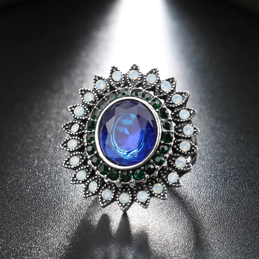 Роскошный подарок Kinel 2017 синее кольцо из смолы для женщин серебряный цвет