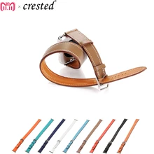 Double tour for Apple watch band 44mm 40mm 42mm 38mm Textured Genuine Leather watchband bracelet iWatch series 3 4 5 se 6 strap