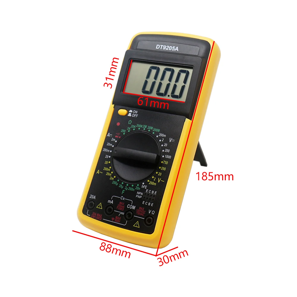 DT9205A Цифровой мультиметр 3 цифры ЖК-тест AC/DC Вольтметр Амперметр Сопротивление Емкость Мульти тест er ЖК-дисплей портативный