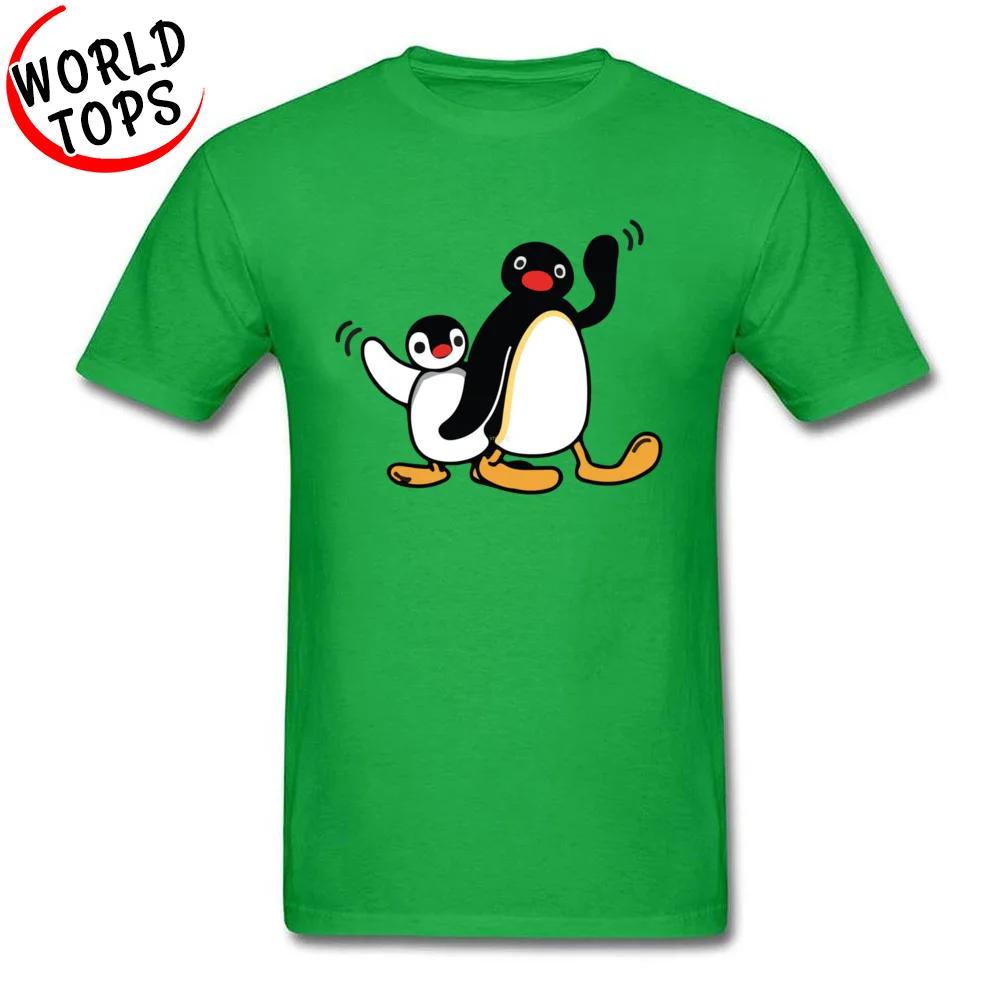 Pingu Pinga футболки с рисунком пингвинов 100% хлопок круглый вырез мужские топы