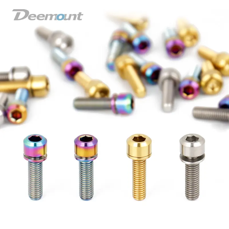 

Велосипедные болты Deemount M5x20mm для выноса руля Шестигранная головка с шайбой MTB горный велосипед Ti TC4 винтовой цикл крепежные детали 6 шт.
