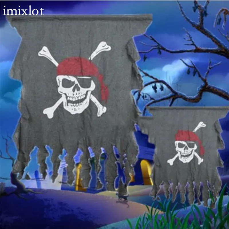 Imixlot Новое поступление Хэллоуин Супер Большой Разрушенный Пиратский Флаг Висячий Подвесной Террор Призрак Партия Поставки.