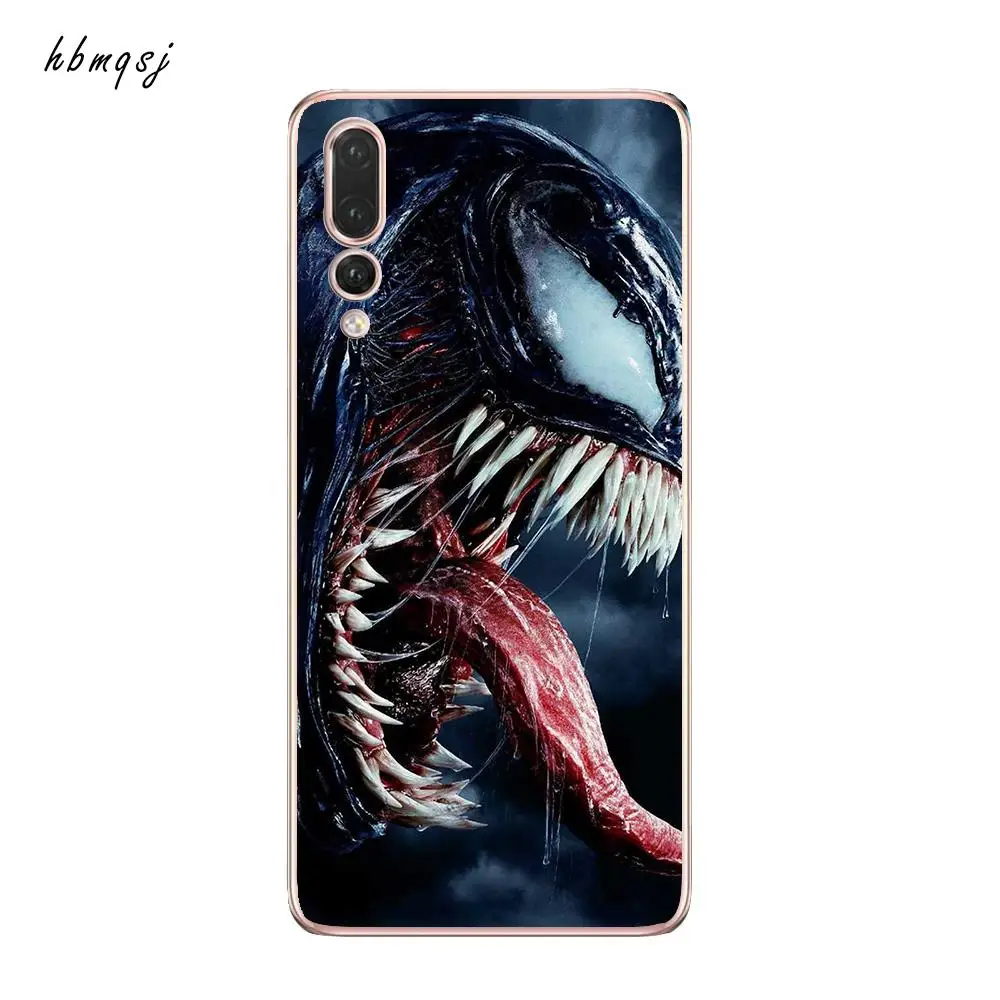 Силиконовый чехол для huawei p20 lite прозрачный из ТПУ с рисунком Веном и мстителем