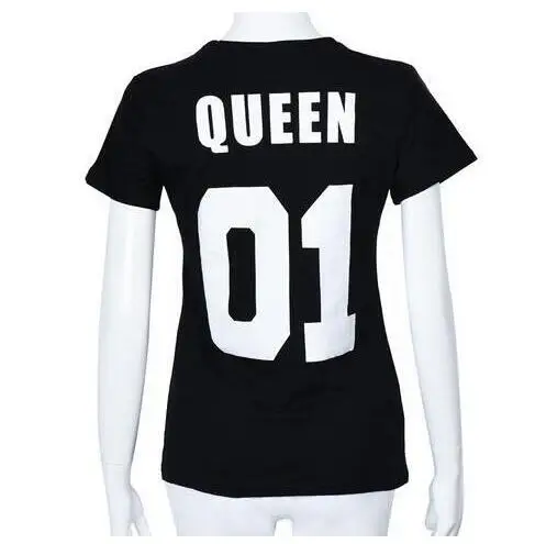 queen black Одинаковая футболка из хлопка, футболка с надписью «King 07», «queen 07», «Prince», «Prin» для новорожденных, футболка с короткими рукавами и круглым вырезом для отдыха - Цвет: queen black