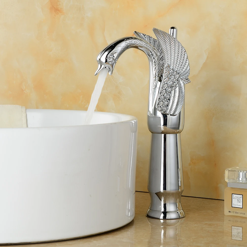 Золотой смеситель для ванной комнаты роскошный Европейский стиль с лебедем