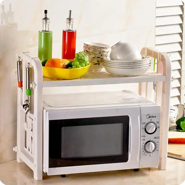 Multi-purpose Microwave Shelf Plastic Double Layer Oven Storage Rack Spice Seasoning Organizer | Дом и сад