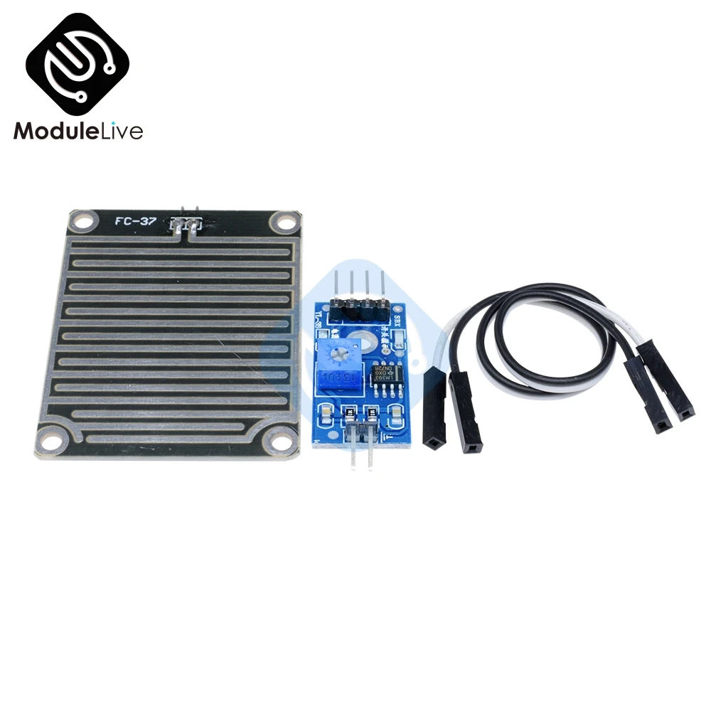 Модуль мониторинга погоды для Arduino 2 комплекта датчика обнаружения дождя снега 3 В