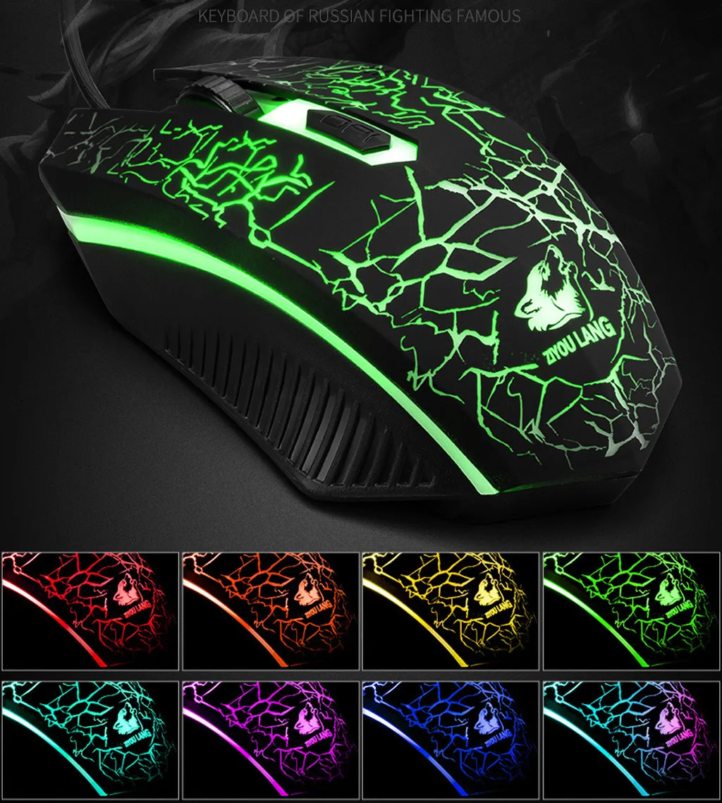 Русская версия светящаяся клавиатура мышь и коврик для мыши набор игровая