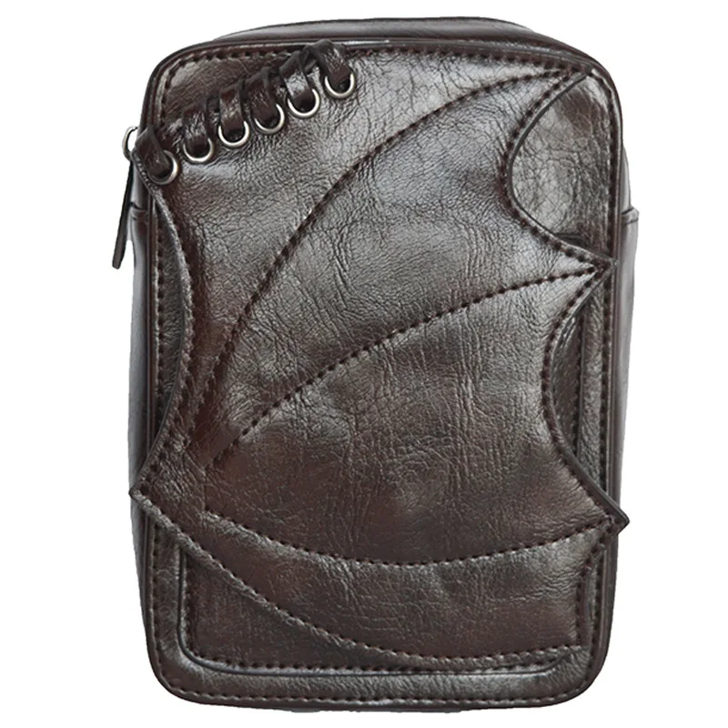 Панк винтажная коричневая мотоциклетная сумка с летучей мышью для телефона