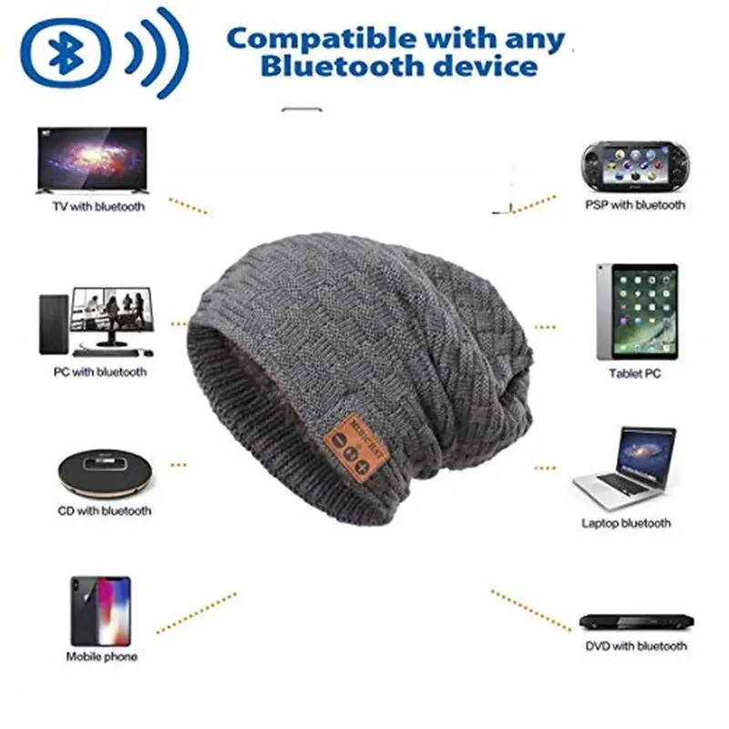 С наушниками Bluetooth бини шапка Кепки Беспроводной наушники гарнитуры с для Для