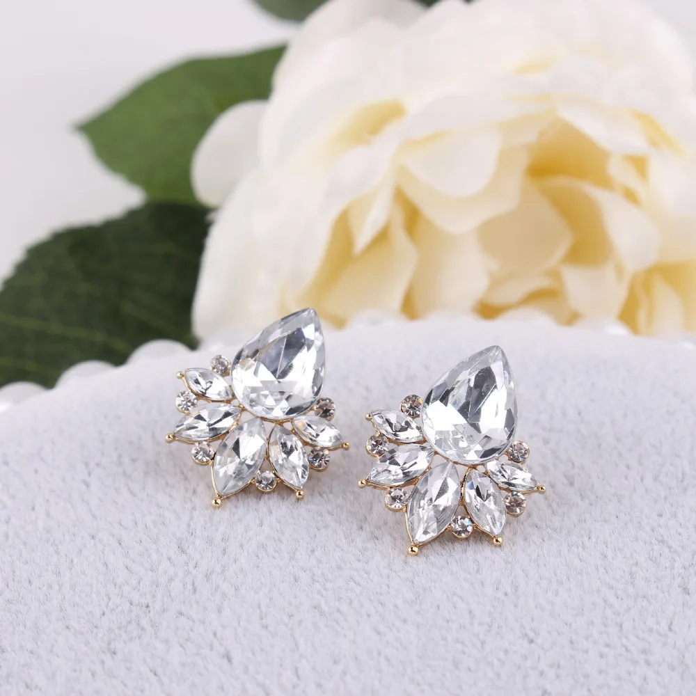 ew Fashion Acrylic Crystal Stone Stud Earrings Colorful Rhinestone Women Piercing Birthday Gift Party Jewelry N162 | Украшения и