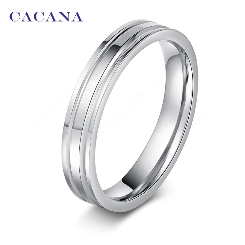 Серебристый CACANA кольца из нержавеющей стали для женщин зеркальные блестящие стильные персонализированные украшения № R24 - Цвет основного камня: Серебристый